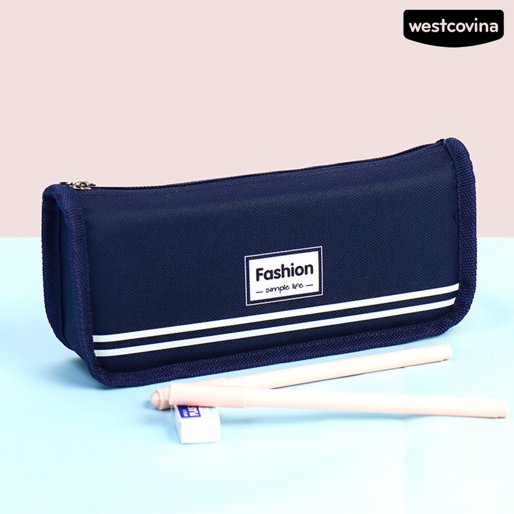 [WSTN]✎Túi Đựng Bút Bằng Vải Canvas Chống Nước Có Khóa Kéo Tiết Kiệm Không Gian