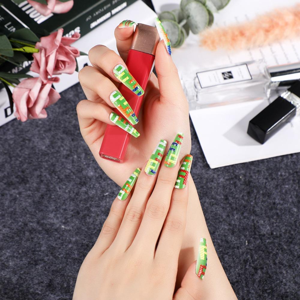 MOILYVN Bộ Móng Tay Giả Múa Ba Lê Dạng Nhấn Dài Thời Trang Có Thể Tháo Rời