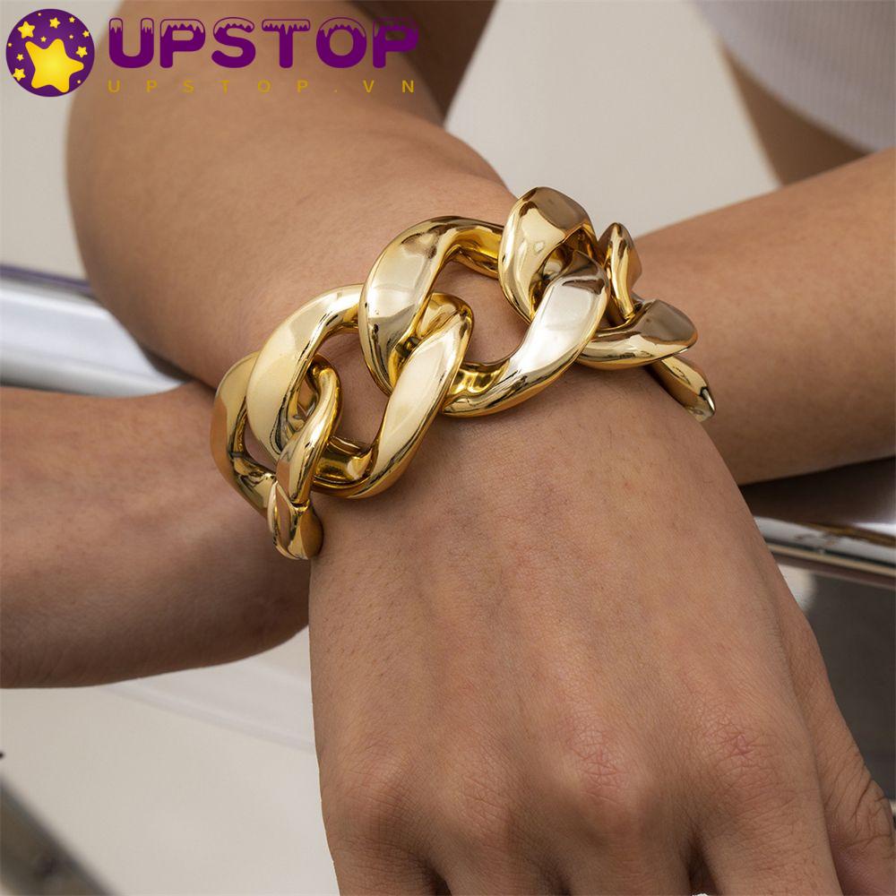 UPSTOPVN Vòng Tay Dây Xích Dày Dạng Xoắn Phong Cách Steampunk Cổ Điển Thời Trang