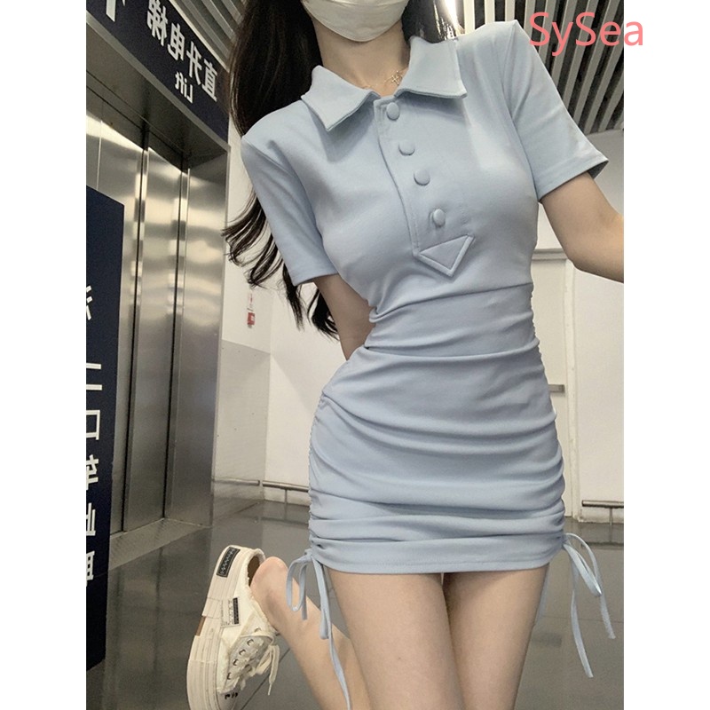 Đầm Tay Ngắn Cổ Polo Form Ôm Thời Trang Mùa Hè Cho Nữ