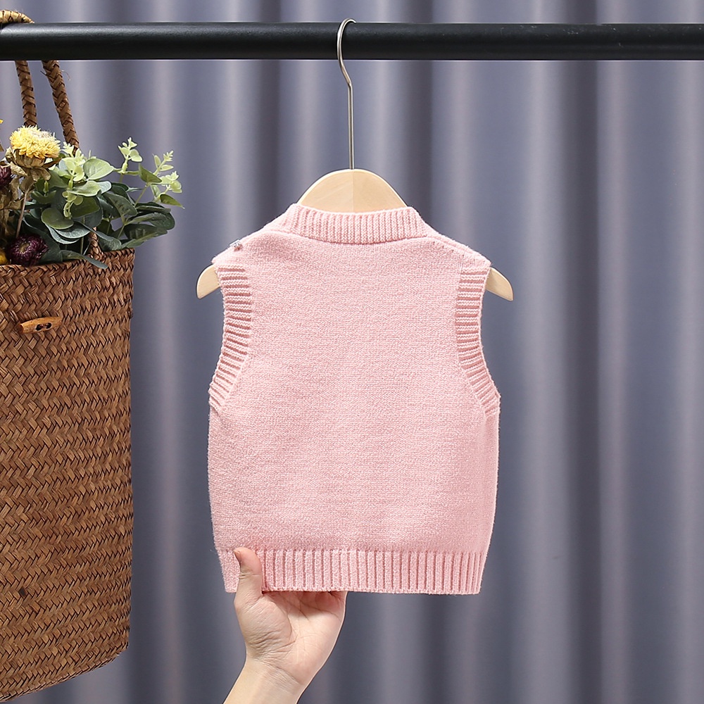 Áo Khoác Len Không Tay Cài Nút Nhiều Màu Sắc Dành Cho Bé Gái 0-4 Tuổi