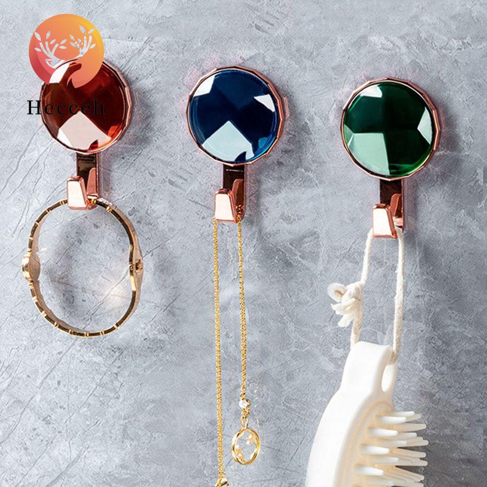 HECCEH Móc Treo Quần Áo Đính Đá Tự Dính Không Cần Đục Lỗ Trang Trí Nhà Cửa