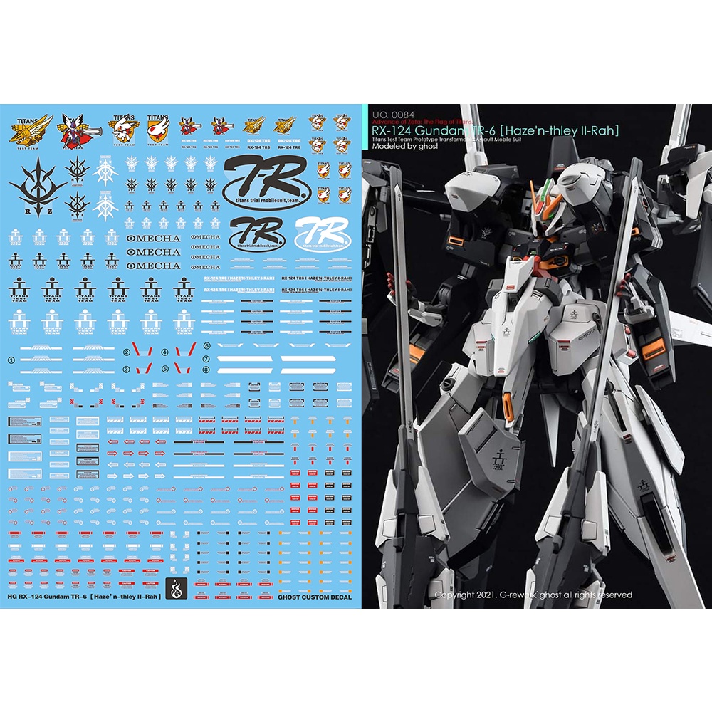 Decal Dán Trang Trí Xe Hơi YAN GHOST HGUC RX-124 TR-6 Haze 'N thley Ii 2 Rah Chất Lượng Cao