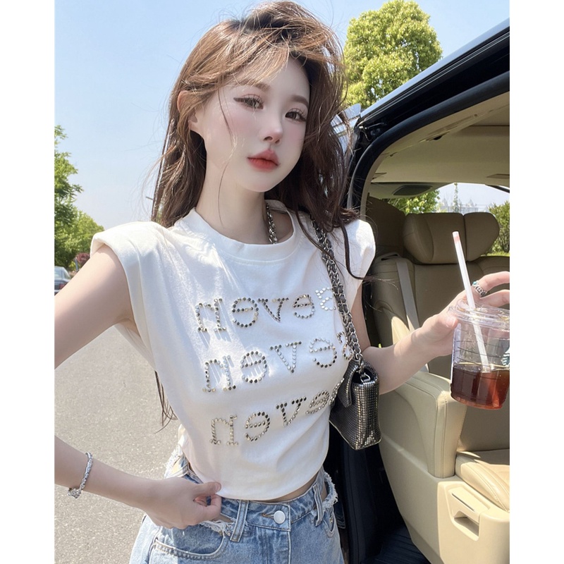 Áo Crop Top Nữ Tay Ngắn Ôm Dáng Phong Cách Hàn Quốc Mới 100% Cotton