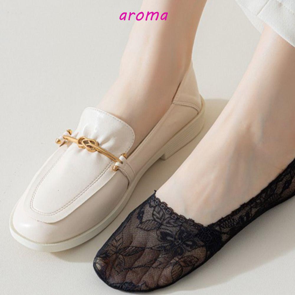 AROMA Đôi Vớ Thuyền Phối Ren Mềm Mại Thoải Mái Thoáng Khí Thời Trang Mùa Hè Cho Nữ