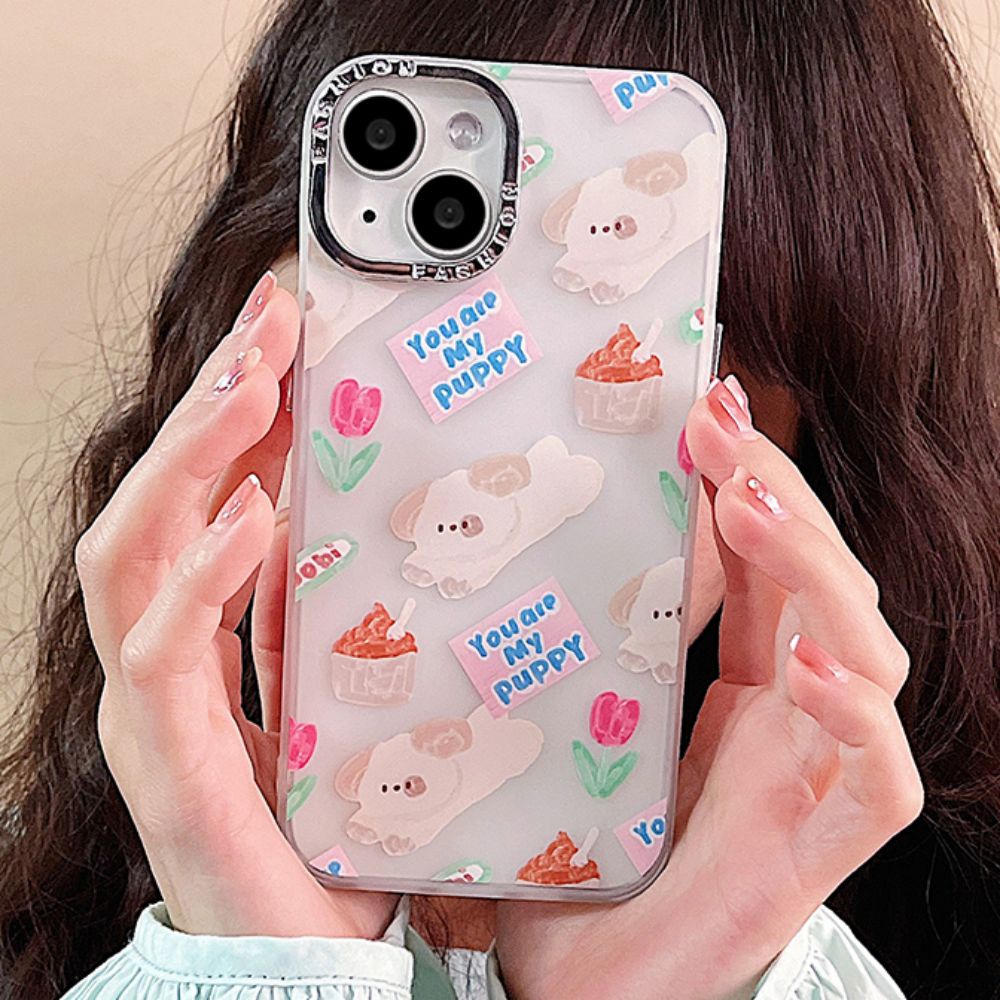 Ốp Điện Thoại TPU Mềm Chống Sốc Mạ Điện Họa Tiết Cún Hoạt Hình Dễ Thương Cho IPhone 14 13 12 11 Pro Max X XR 8 7 Plus