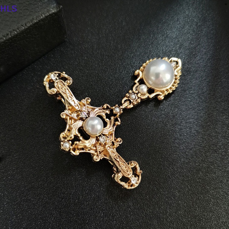 Ghim Cài Áo Hình Thánh Giá Đính Ngọc Trai Phong Cách Baroque Cổ Điển Dành Cho Nữ