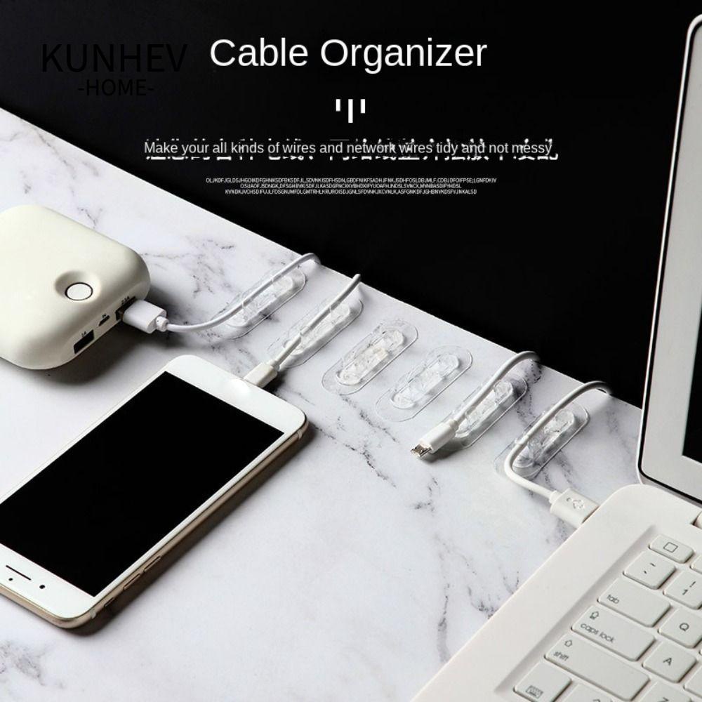 KUNHEV Kẹp Cố Định Dây Cáp Bằng ABS Trong Suốt Tự Dính Không Cần Đục Lỗ