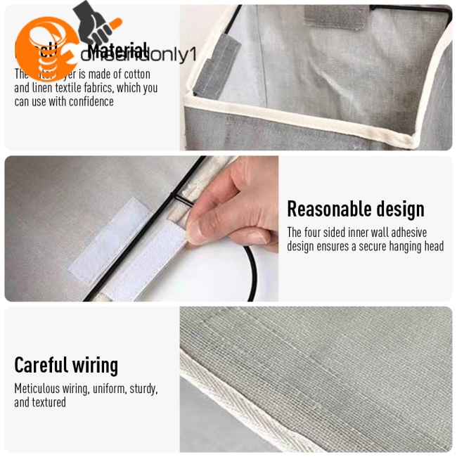 Set 3 Túi Vải Lanh Cotton Đựng Đồ Treo Tường Kèm Móc Dính Tiện Lợi