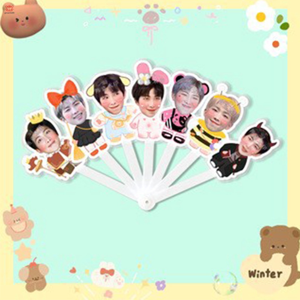 Quạt Xếp Cầm Tay Siêu Nhẹ In Hình Nhóm Nhạc BTS Dễ Thương