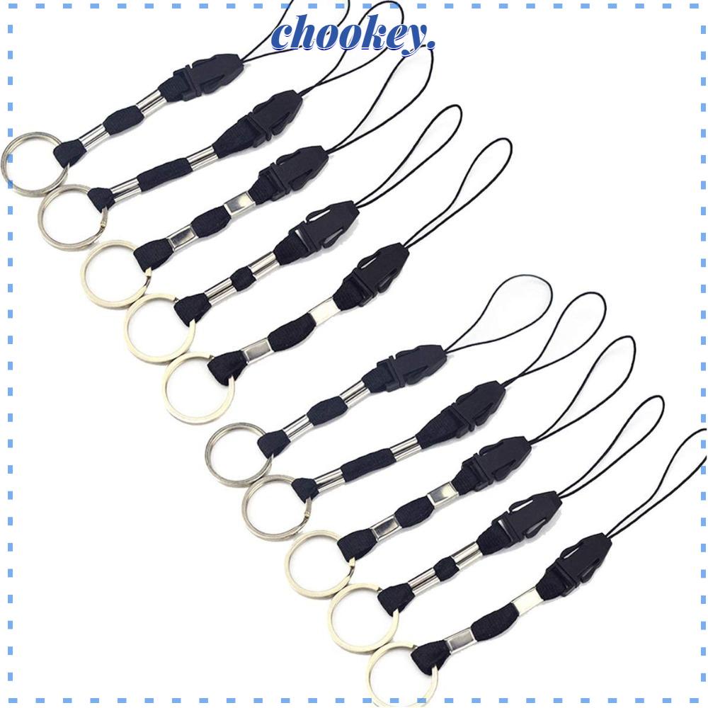 CHOOKEY Set 10 Dây Đeo Thẻ ID Bằng Nylon Màu Đen Tháo Rời Được Tiện Lợi Dành Cho Văn Phòng