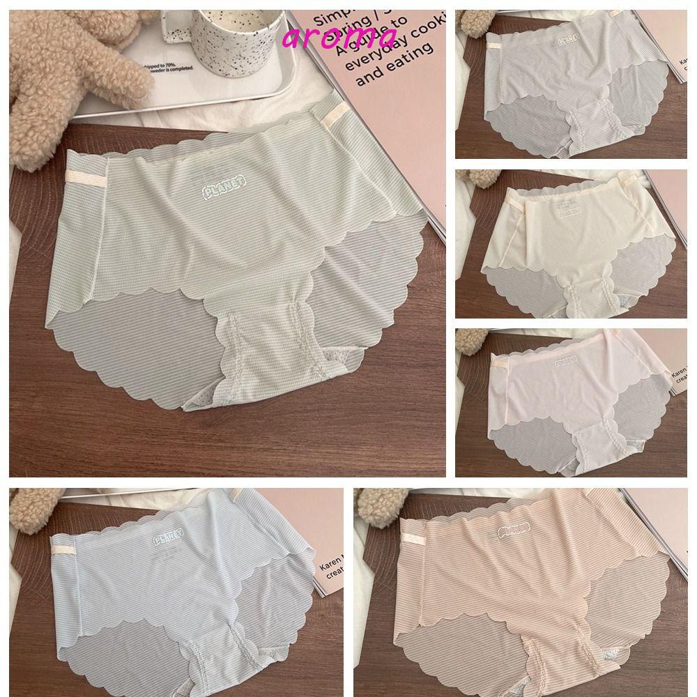 AROMA Quần Lót Lụa Không Đường May Lưng Vừa Siêu Co Giãn Thoáng Khí Thoải Mái Phong Cách Pháp