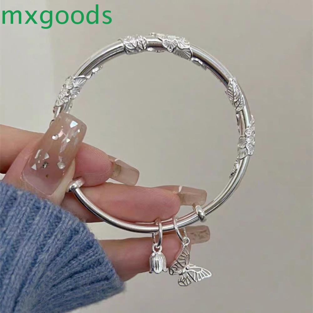 MXGOODS Vòng Tay Đính Hoa Và Chuông Phong Cách Vintage Sang Trọng Cho Nữ