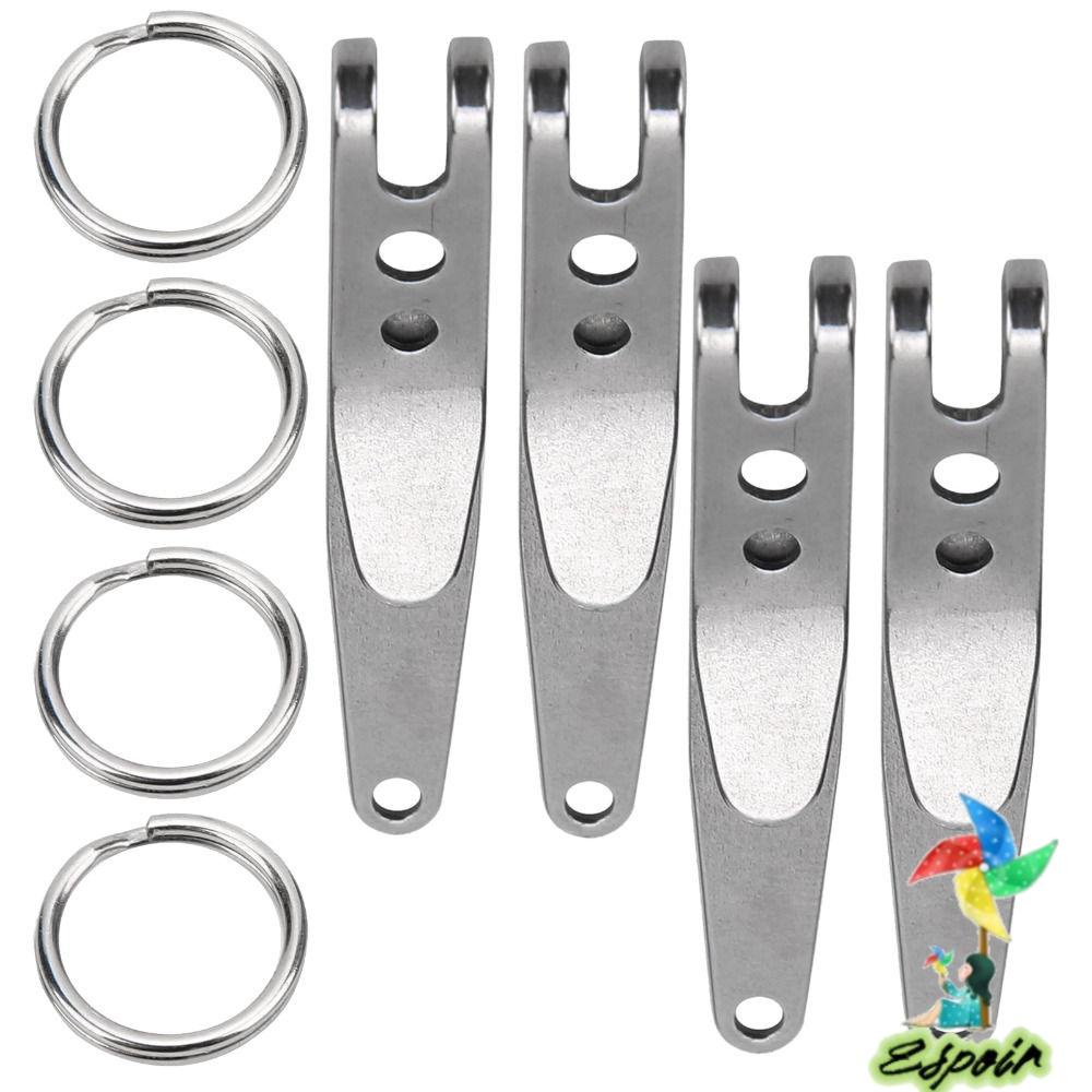 ESPO Set 4 Kẹp Treo Đèn Pin / Chìa Khóa EDC Bằng Thép Không Gỉ Kích Thước S