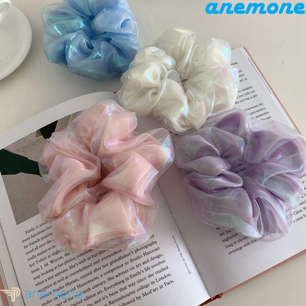 ANEMONE Dây Cột Tóc Co Giãn Bằng Vải Lưới Phong Cách Hàn Quốc Cho Nữ