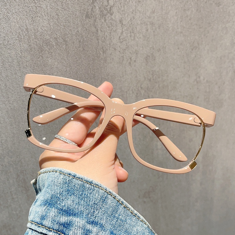Kính Mát Gọng Kim Loại Vuông Nửa Gọng Chống Bức Xạ Nhiều Màu Sắc Thời Trang