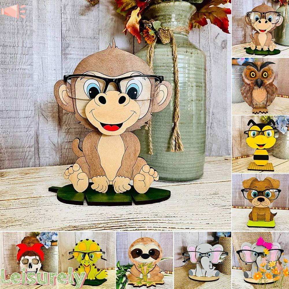 LEILY Giá Đỡ Mắt Kính Hình Động Vật 3D Bằng Gỗ Thủ Công Dùng Trang Trí Nhà Cửa