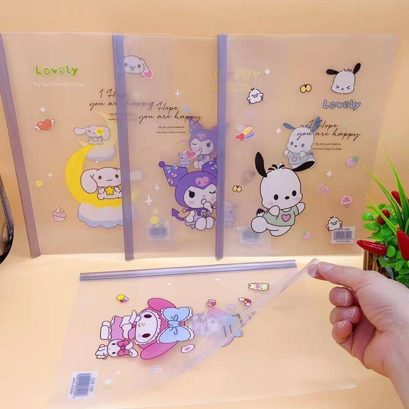 SANRIO Set 4 Bìa Kẹp Tài Liệu Khổ A4 Bằng PVC Họa Tiết Hoạt Hình Mymelody Kuromi Cinnamoroll Pochacco