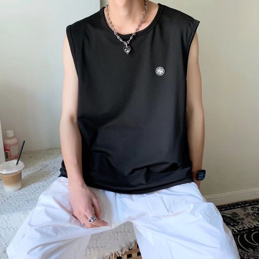 Áo Thun Cotton Không Tay Dáng Rộng Phong Cách Đường Phố Mỹ Thời Trang Mùa Hè Cho Nam