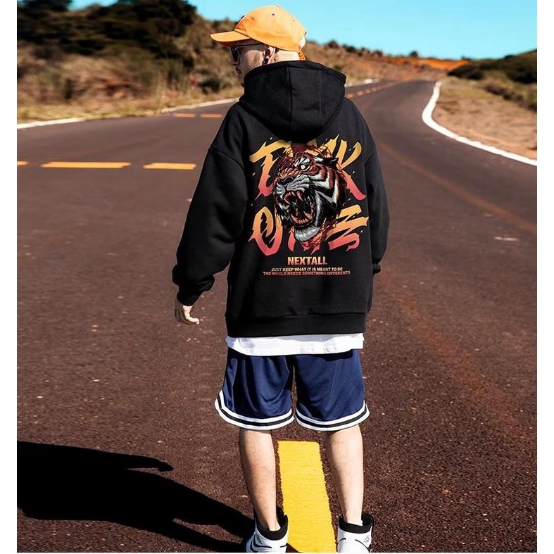 Áo Hoodie Tay Dài Dáng Rộng In Họa Tiết Đầu Hổ Hoạt Hình Vui Nhộn Phong Cách Nhật Bản Thời Trang Cho Nam Và Nữ Size M-5XL 2023