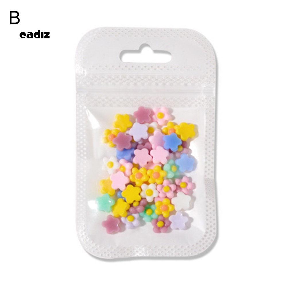 Bộ 50 Phụ Kiện Trang Trí Móng Tay Hình Bông Hoa 3D Bằng Nhựa Resin Màu Sắc Tươi Sáng Chống Thấm Nước Dành Cho Nữ