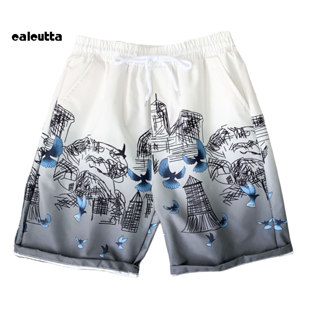 [calcutta] Quần Short Dây Rút Lưng Thun Dáng Rộng In Chữ Thoải Mái Dùng Khi Chơi Thể Thao Bóng Rổ / Đi Biển