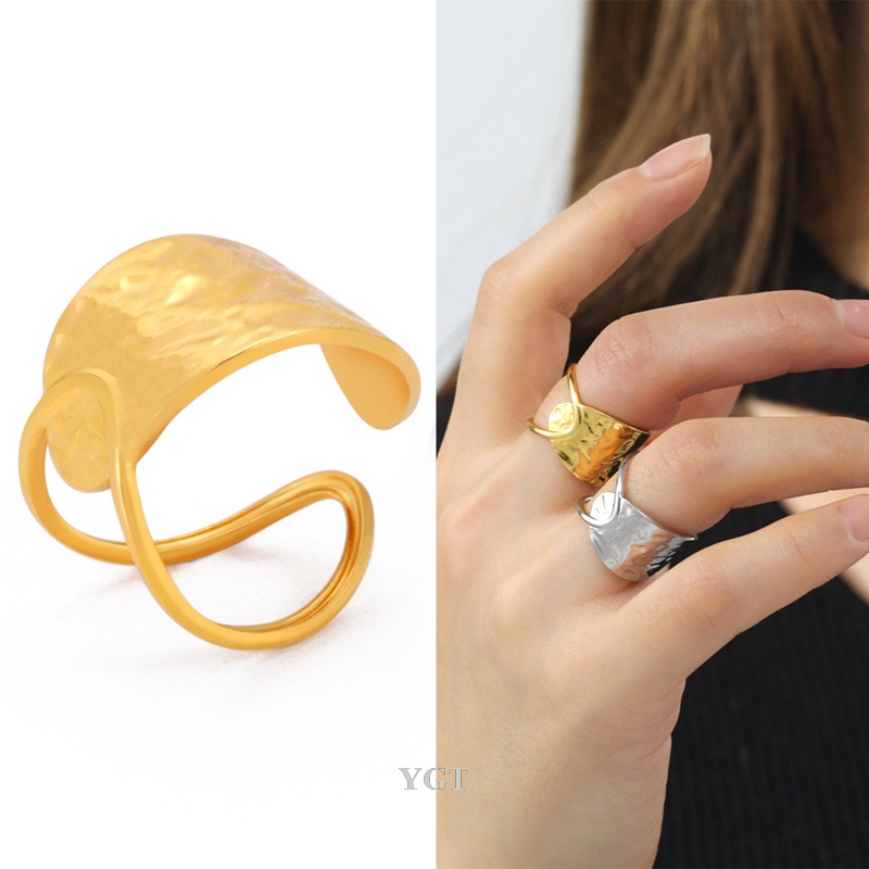 Ygt Nhẫn Thép Không Gỉ Kiểu Dáng Hình Học Không Đối Xứng Có Thể Điều Chỉnh Kích Thước Thời Trang