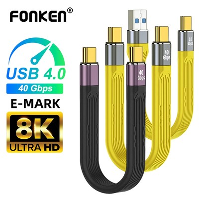 Cáp sạc nhanh FONKEN USB 4.0 Gen3 Thunderbolt 3 PD 100W 5A 8K @ 60Hz USB Type C 40Gbps chuyên dụng