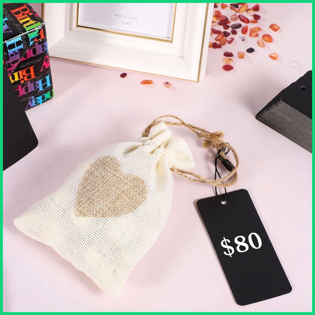 Cuộn 200 Nhãn Giấy Kraft Có Dây Treo Trưng Bày Trang Sức