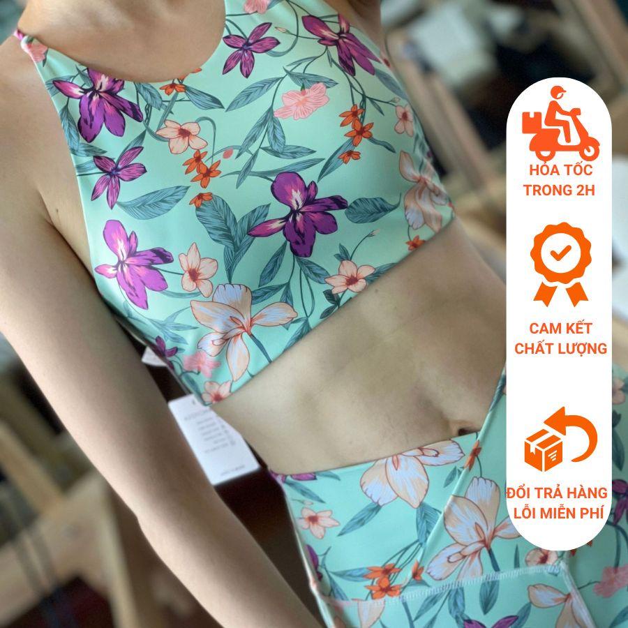 quần dài hoa to, thun thể thao nylon + spandex cao cấp, co giãn 4 chiều, thoải mái vận động.