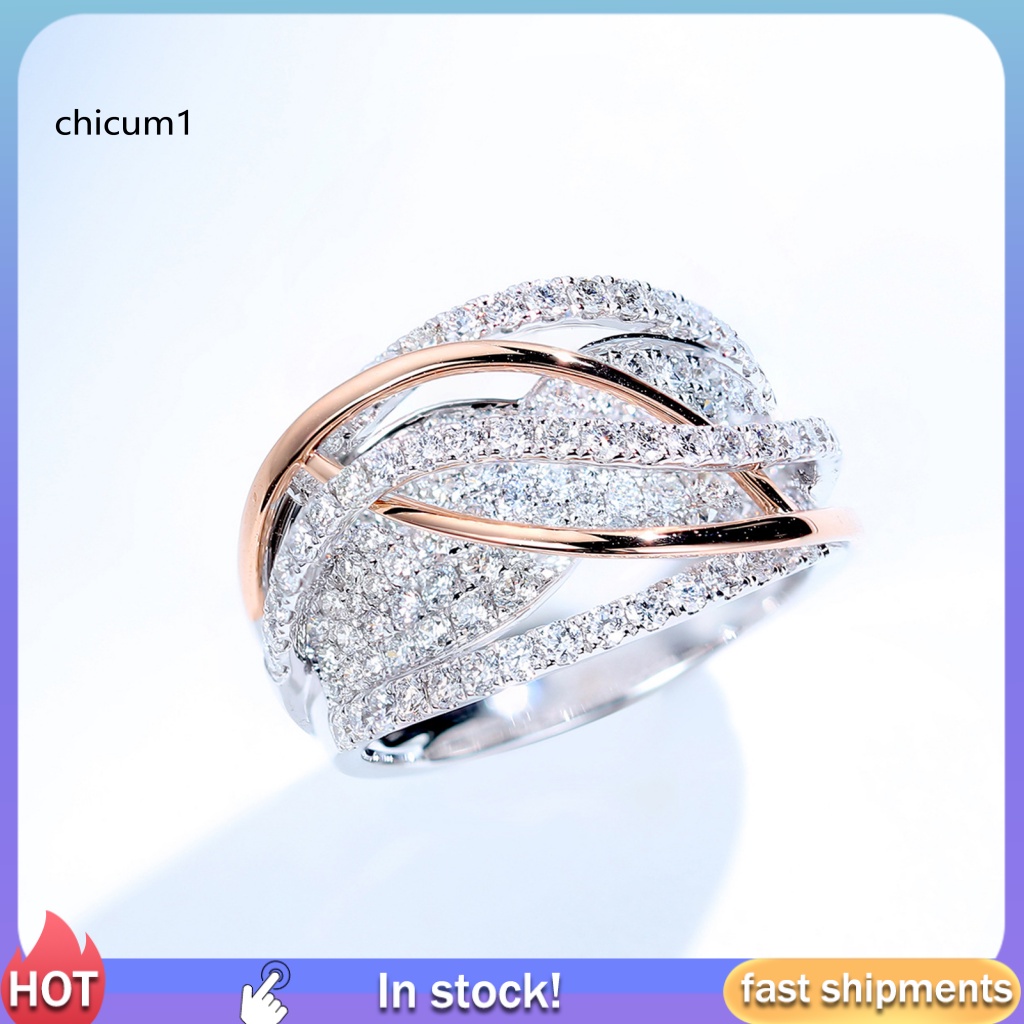 Nhẫn Cưới Dạng Xoắn Đính Đá Màu Sắc Tương Phản Dành Cho Nữ