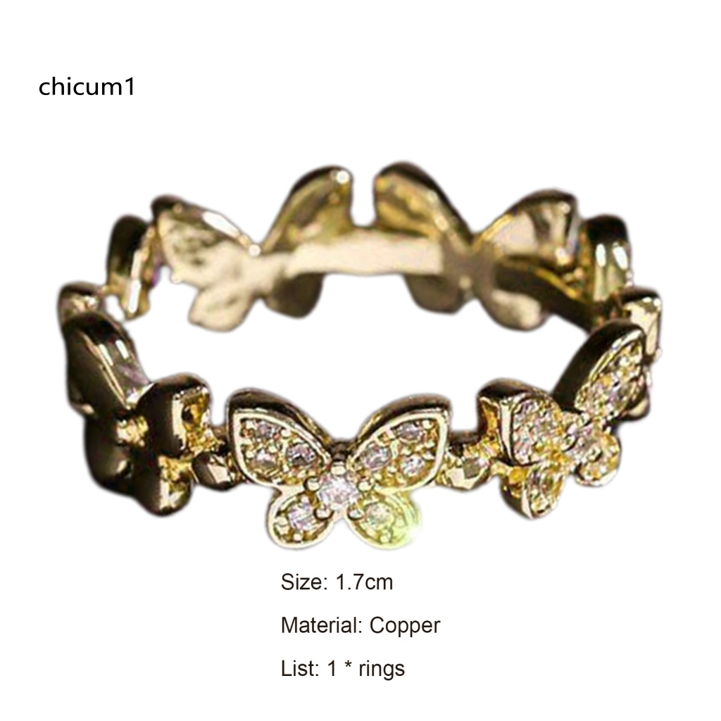 Nhẫn Đính Hôn Dạng Mở Hình Bướm Có Thể Điều Chỉnh Phong Cách Hàn Quốc