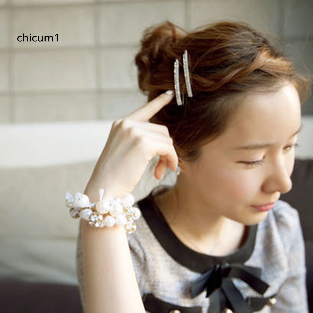 Kẹp Tóc Đính Đá Hai Hàng Cho Nữ 1 Cái