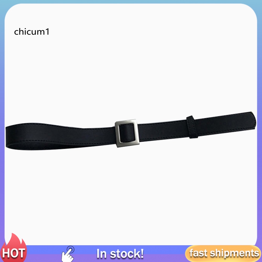 Thắt Lưng Giả Da Màu Trơn Khóa Vuông Thời Trang