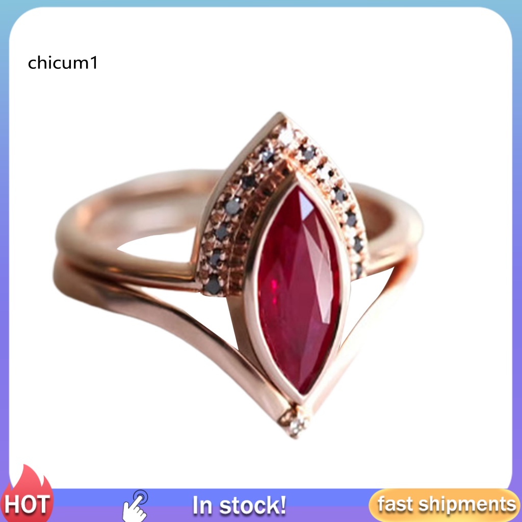 Set 2 Nhẫn Hợp Kim Đính Đá Nhân Tạo Thời Trang