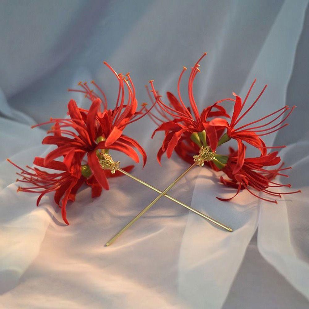 CABEZA Trâm Cài Tóc Lycorisradiata Thủ Công 3D Ngọt Ngào Phong Cách Trung Hoa Cho Bữa Tiệc