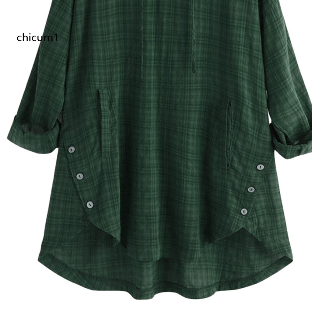 Áo Hoodie Tay Dài Dáng Chữ A Phối Dây Rút Plus Size Cho Nữ