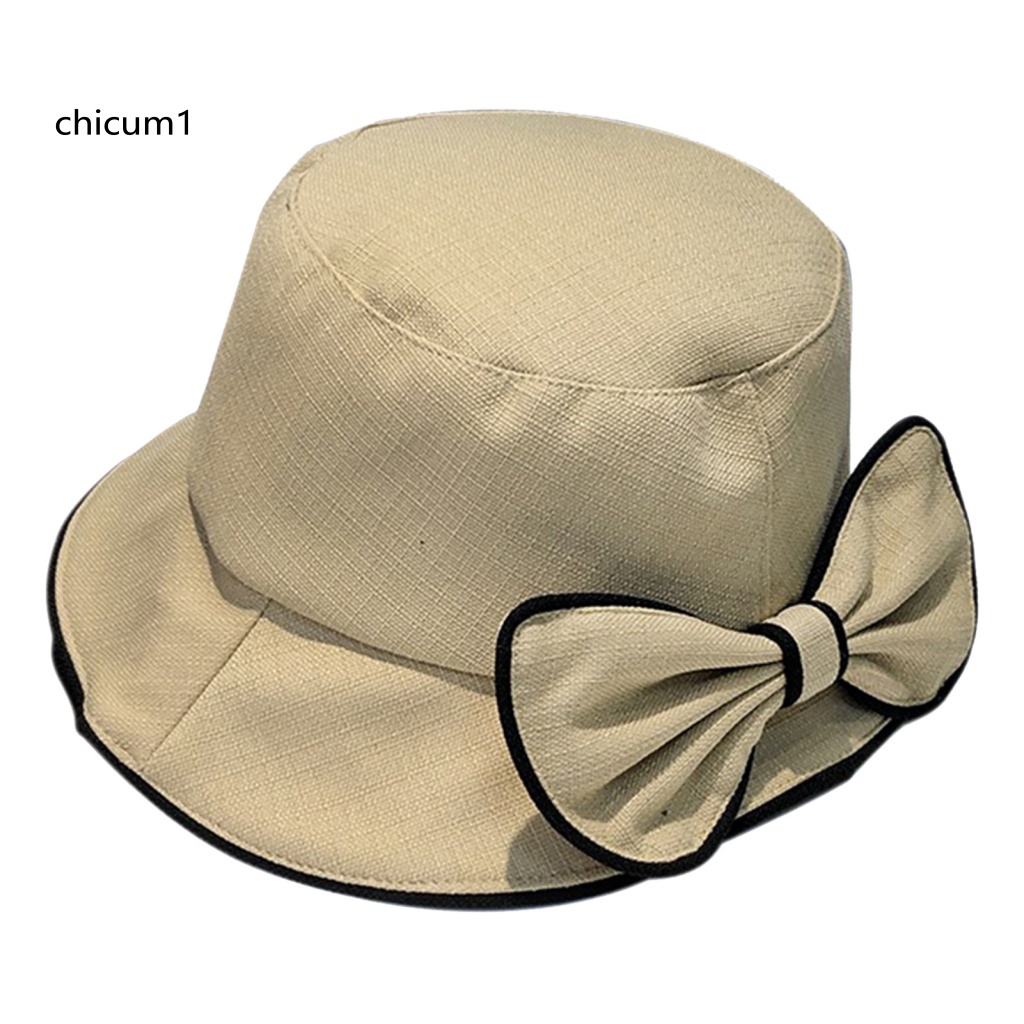 Nón Tai Bèo Chống Nắng Mềm Mại Thoáng Khí Thắt Nơ Màu Tương Phản Trang Trí Thanh Lịch Dành Cho Bạn Nữ