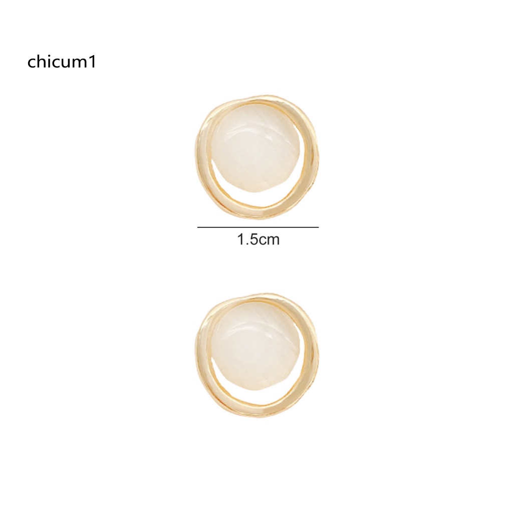 1 Đôi Bông Tai Hình Tròn Đính Đá Mắt Mèo Lấp Lánh Dành Cho Nữ