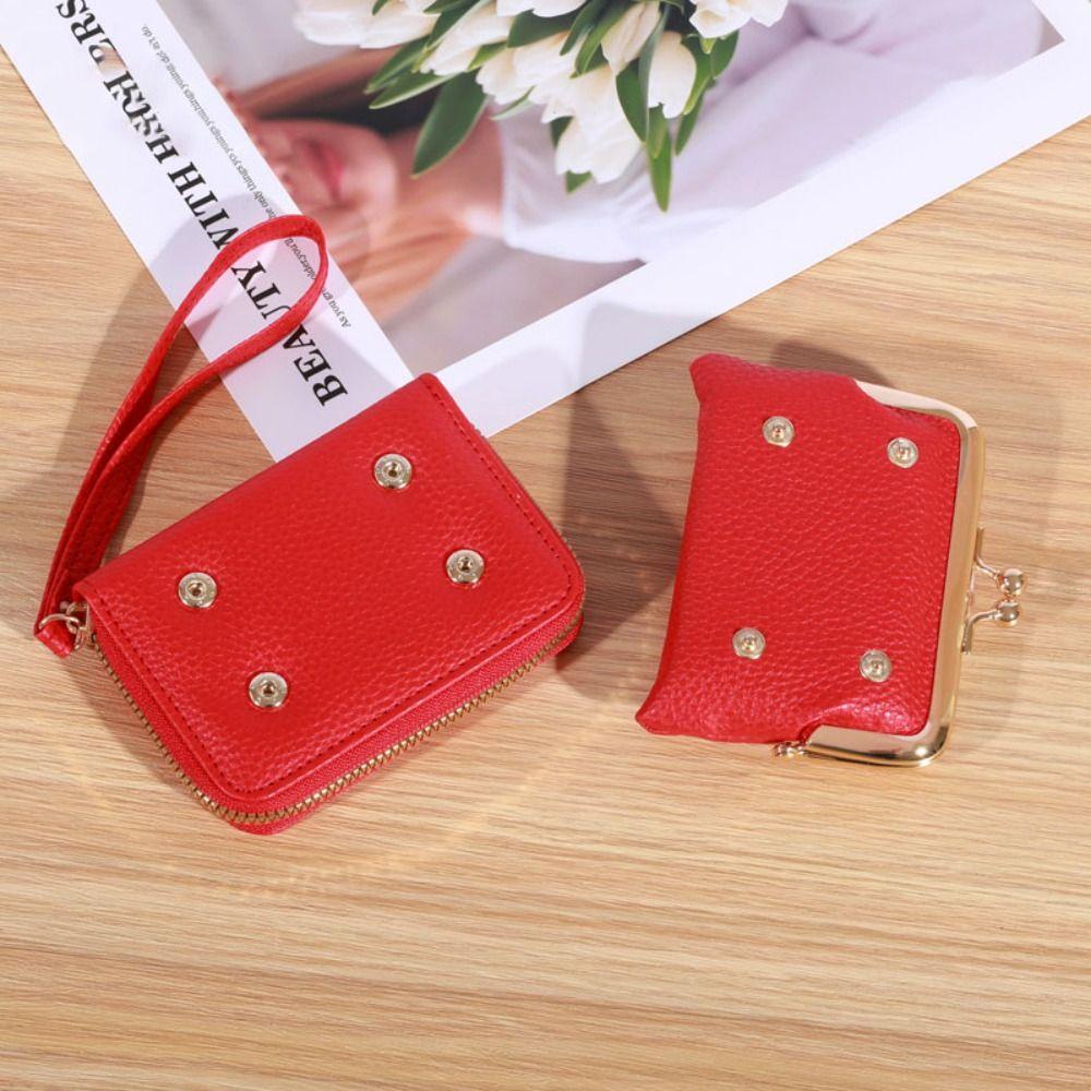 DANES Ví Ngắn Bằng Da PU Màu Trơn Sức Chứa Lớn Có Dây Đeo Vai Tháo Rời Được Cho Nữ