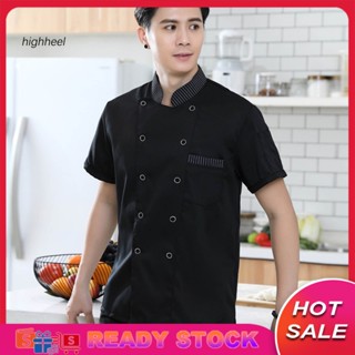   Hàng Có Sẵn  Áo Đồng Phục Đầu Bếp Ngắn Tay Cổ Đứng Phối Màu Có Túi Thoáng Khí Cho Nam Và Nữ 