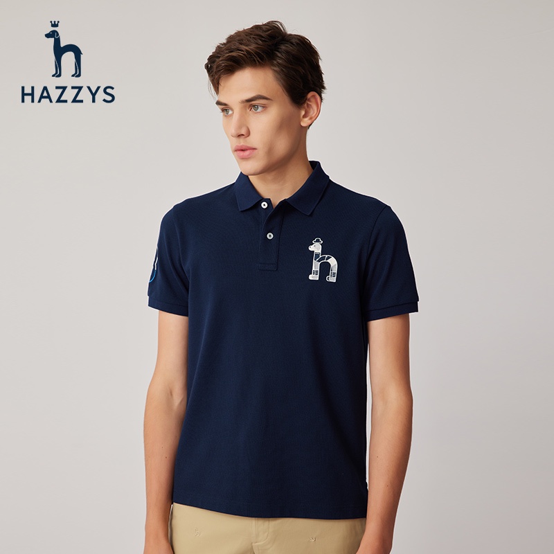 Hazzys Hazzys Mùa Hè Ve Áo Nửa Tay Áo Thun Màu Trơn Áo Sơ Mi POLO Nam