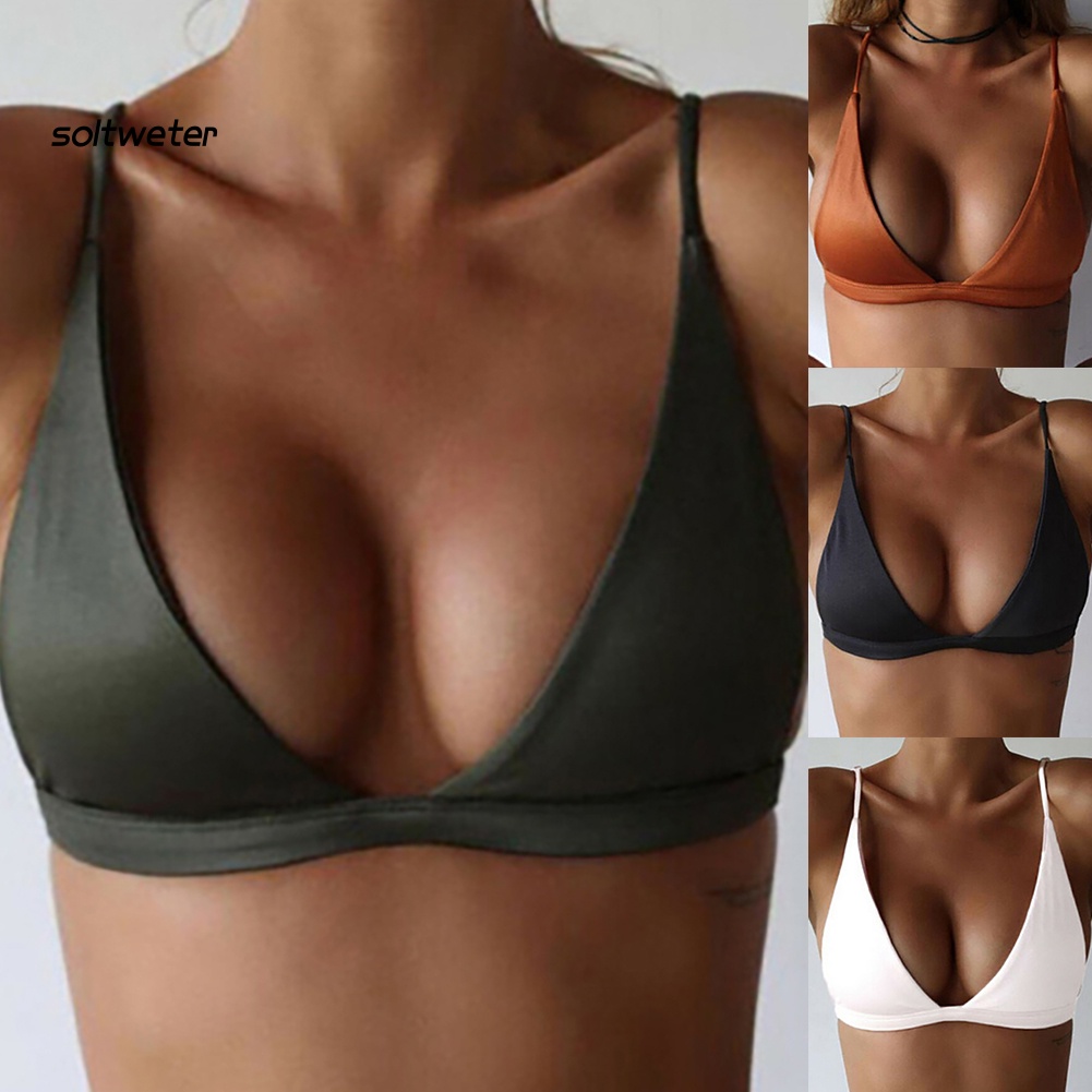 Áo Ngực Thể Thao Hình Tam Giác Có Mút Đệm Màu Sắc Thời Trang Cho Nữ