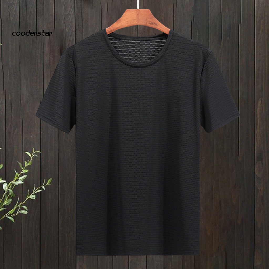 Áo Thun Cotton Tay Ngắn Cổ Tròn Phối Lưới Thoáng Khí Nhanh Khô Thời Trang Mùa Hè Cho Nam