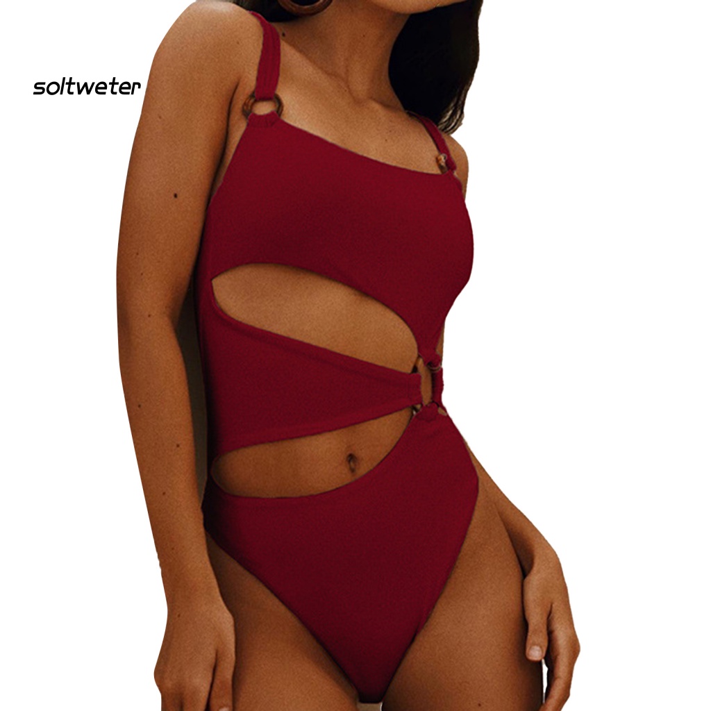 Bộ Đồ Bơi Một Mảnh Lưng Cao Phối Vòng Nối Bản Rộng Thời Trang Mùa Hè Quyến Rũ Cho Nữ