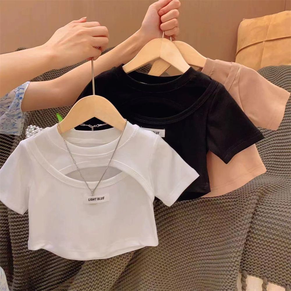 Áo Thun In Chữ Phong Cách Phương Tây Thời Trang Mùa Hè 2023 Cho Bé Gái