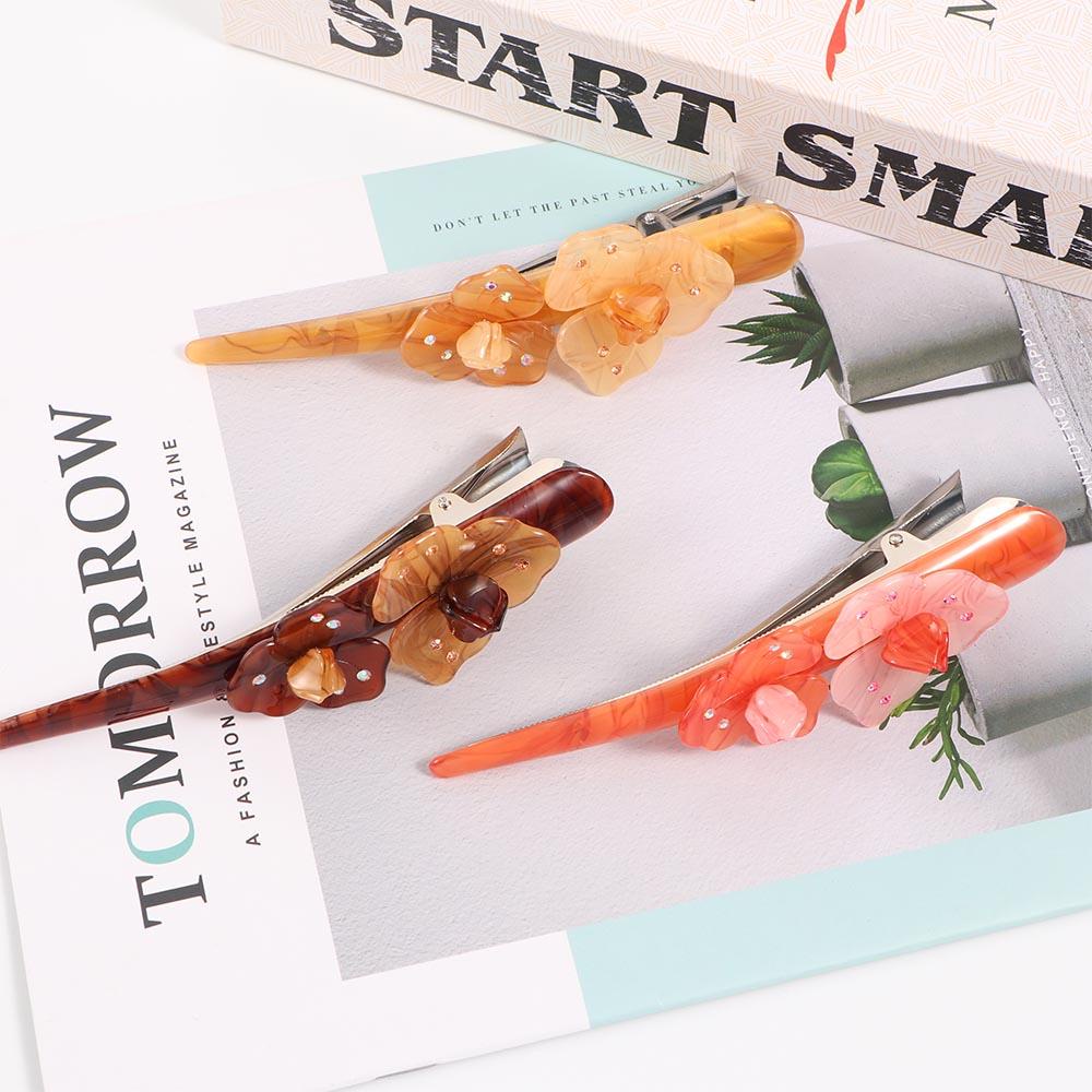 ANEMONE Kẹp Tóc Trang Điểm Dài 14cm Bằng Acrylic Hình Hoa