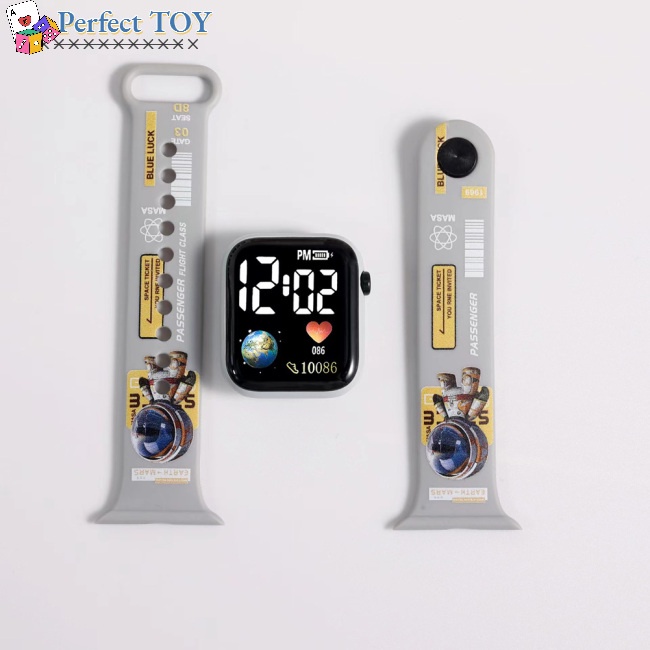 Đồng Hồ Điện Tử Đeo Tay Mặt Vuông Họa Tiết Hoạt Hình Cho Học Sinh