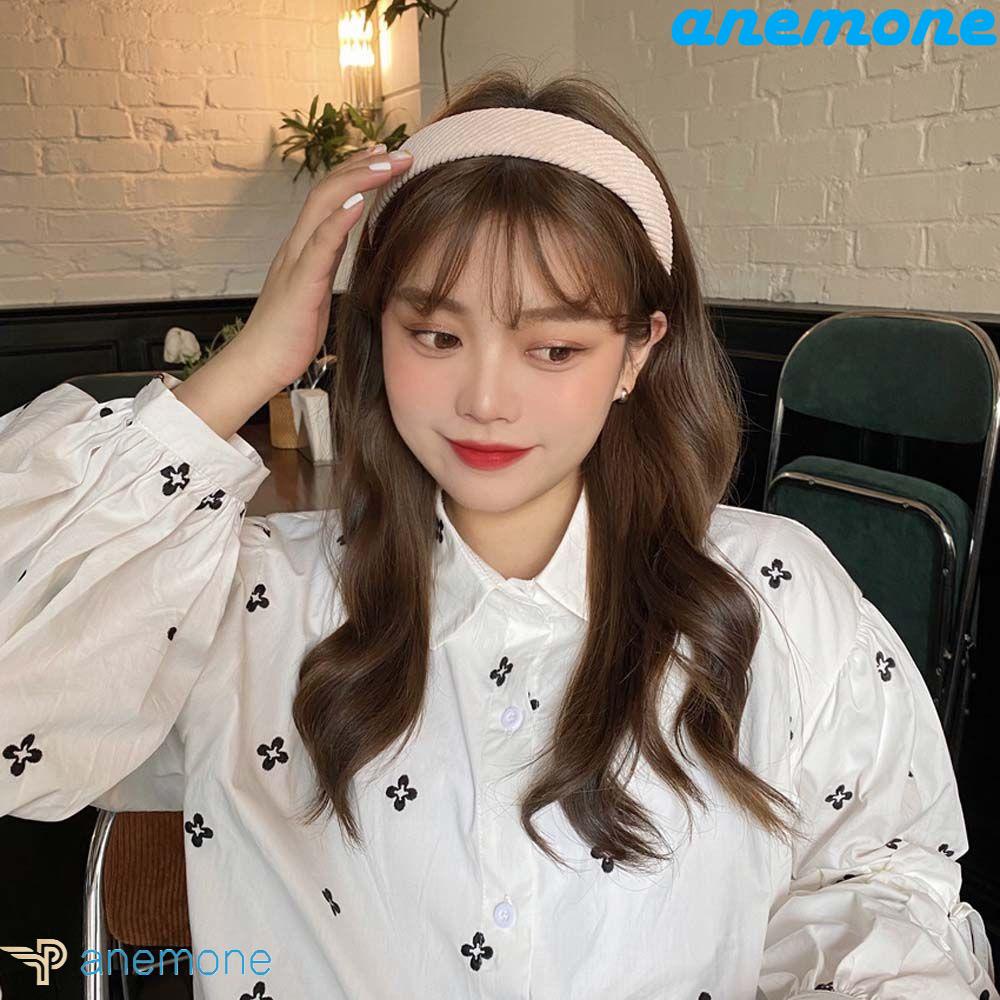 ANEMONE Băng Đô Vành Rộng Họa Tiết Kẻ Sọc Phong Cách Hàn Quốc Cho Nữ