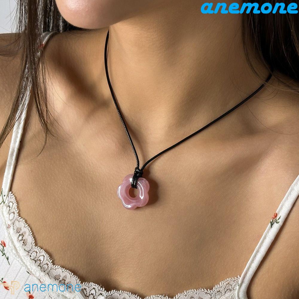 ANEMONE Vòng Cổ Choker Bằng Acrylic Mặt Hoa Đơn Giản Thời Trang Cho Nữ